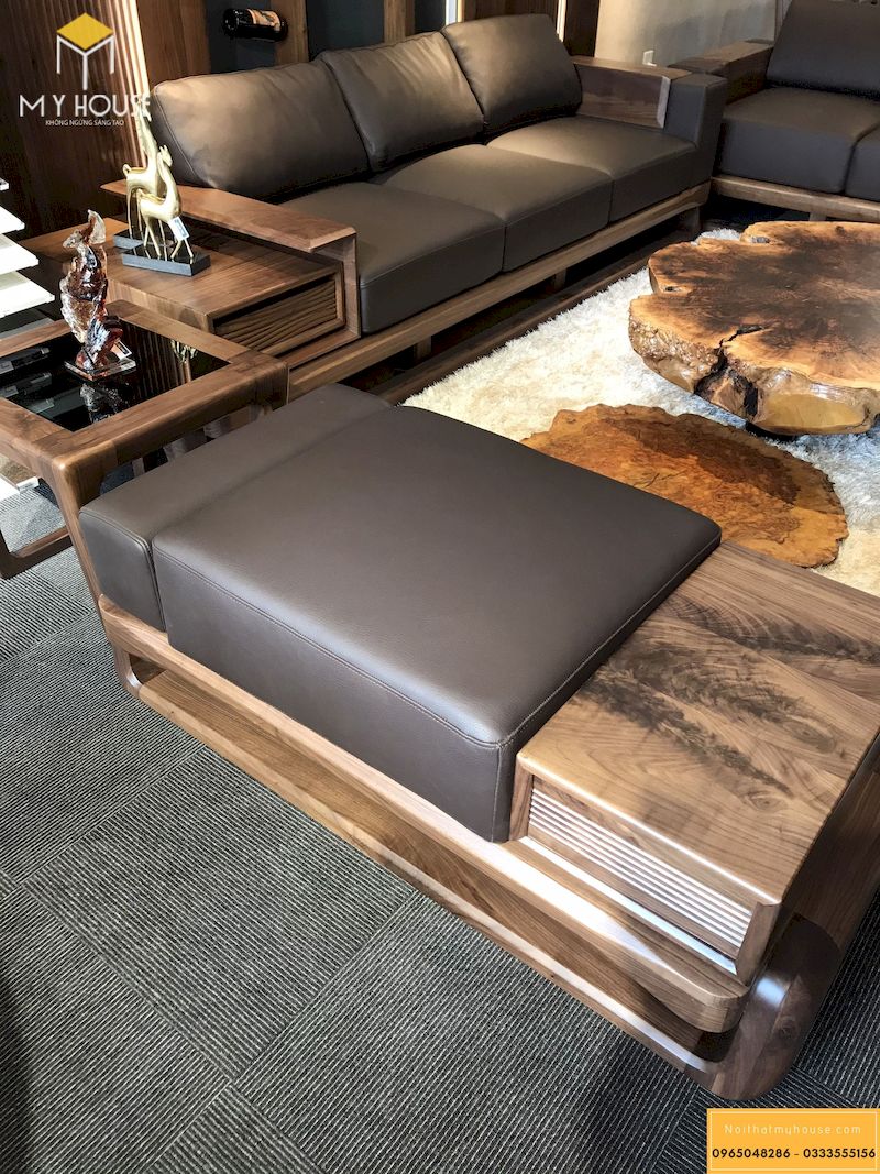 Mẫu sofa gỗ tự nhiên óc chó cao cấp sản xuất tại xưởng nội thất