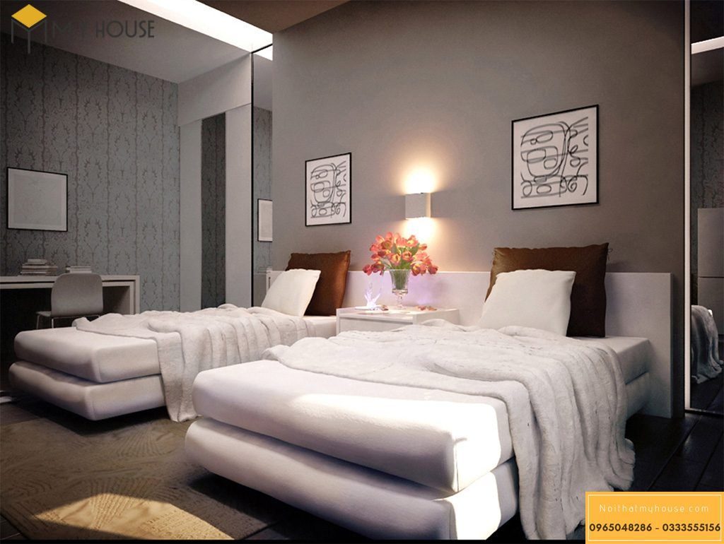 Trang trí nội thất phòng ngủ khách sạn với không gian ấm cúng