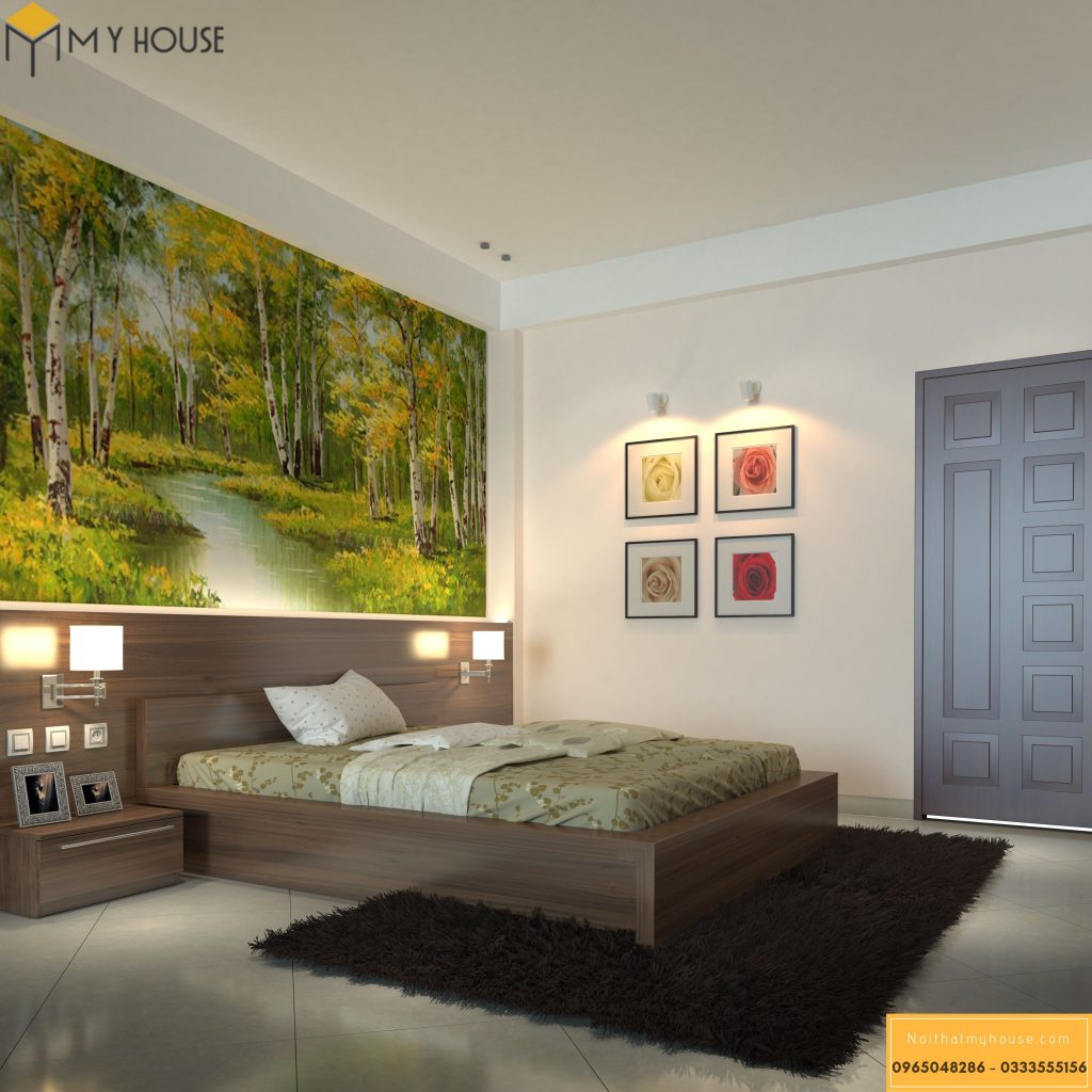 Nội thất phòng ngủ được phố đồ gỗ và màu sơn đơn giản nhẹ nhàng 
