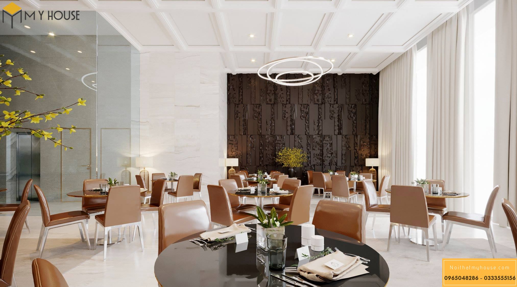 Mẫu thiết kế nội thất cho quán cafe- nhà hàng tại khách sạn
