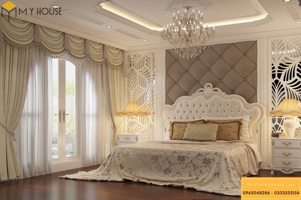 Phòng ngủ con gái lớn thiết kế điệu đà từ giường đến decor tường