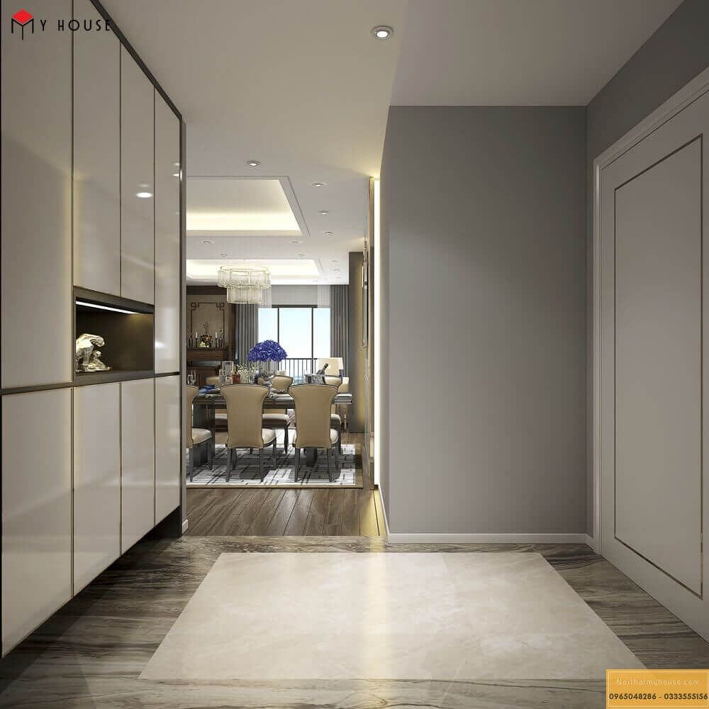 Thiết kế nội thất chung cư cao cấp - Phòng ăn liên thông phòng khách - View 2