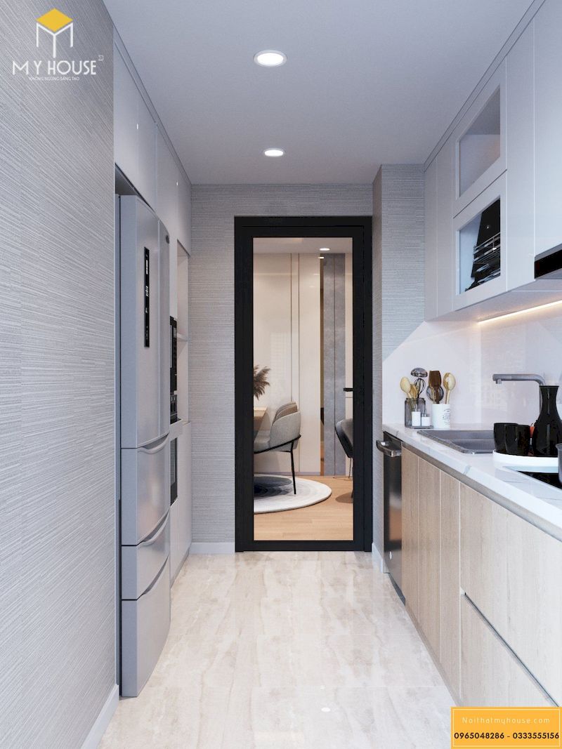 Thiết kế nội thất chung cư cao cấp 85m2 - phòng bếp view 1