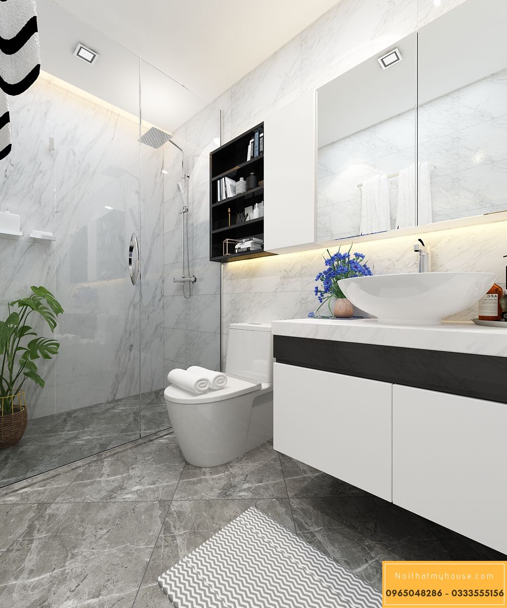 Thiết kế nội thất nhà vệ sinh cho biệt thự chữ L 2 tầng - View 2