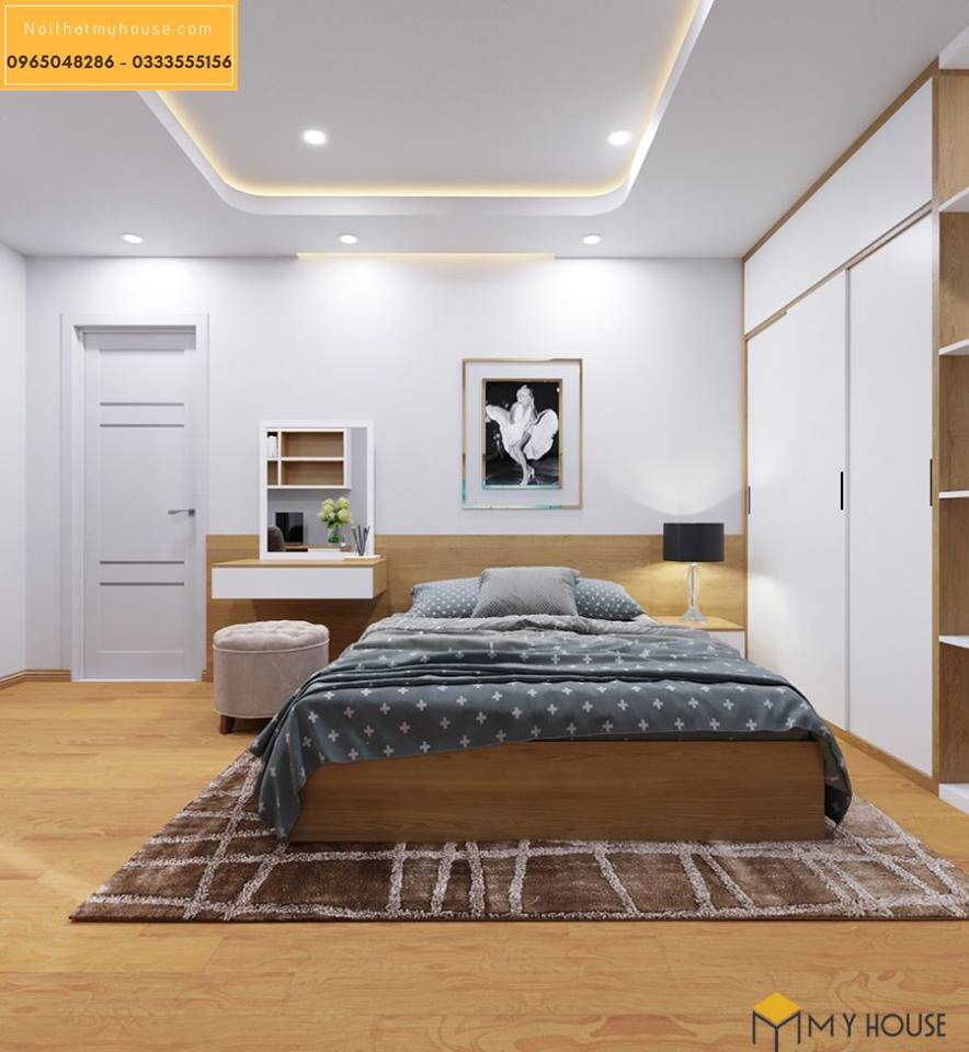 01 mẫu thiết kế nội thất gỗ sồi Nga , phòng ngủ nhỏ