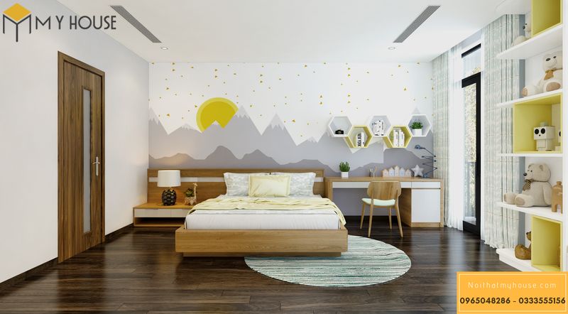 Giường ngủ gỗ sồi thiết kế hiện đại