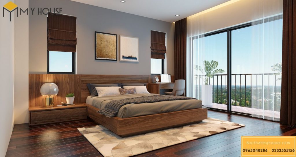 Mẫu giường ngủ gỗ óc chó (walnut) hiện đại kết hợp với 2 Tab đầu giường tiện lợi càng làm toát lên nét đẹp và đẳng cấp hoàn toàn khác biệt