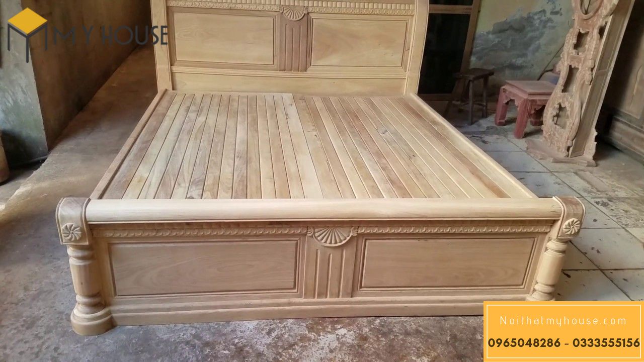 Giường ngủ gỗ nghiến - Mẫu 1