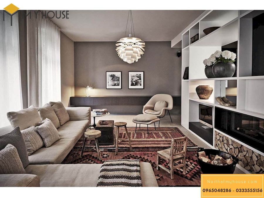 Phong cách thiết kế vintage phòng khách mẫu 6