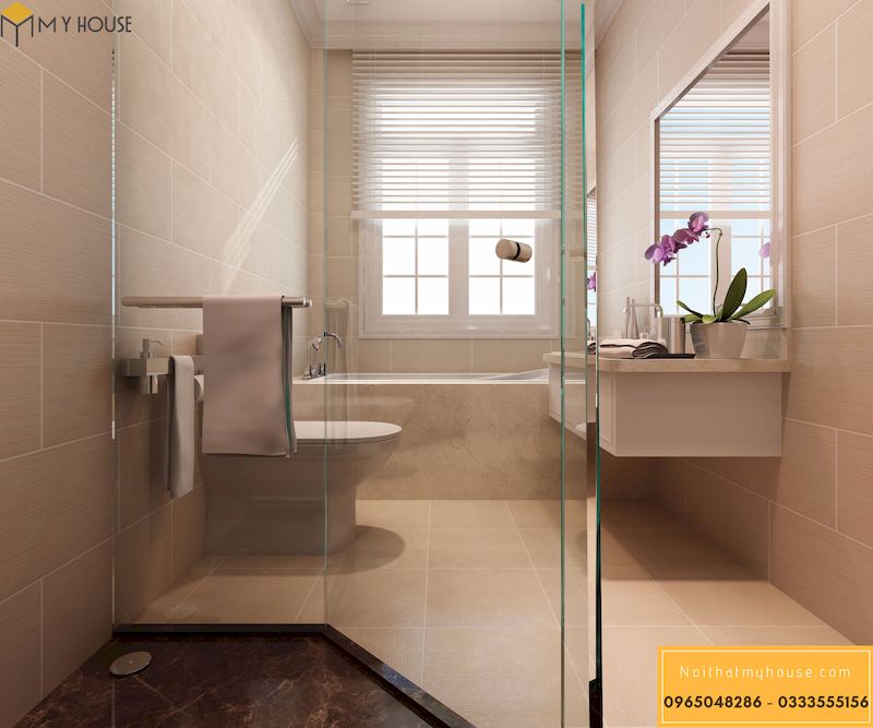 Thiết kế nội thất phòng tắm + wc biệt thự 3 tầng kiến trúc Pháp 