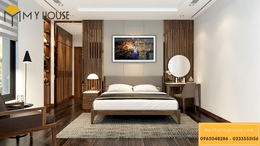 Phòng ngủ ấm áp với gam màu chủ đạo của gỗ tự nhiên - view 1