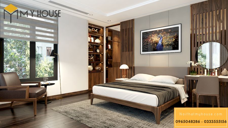 Phòng ngủ ấm áp với gam màu chủ đạo của gỗ tự nhiên - view 2