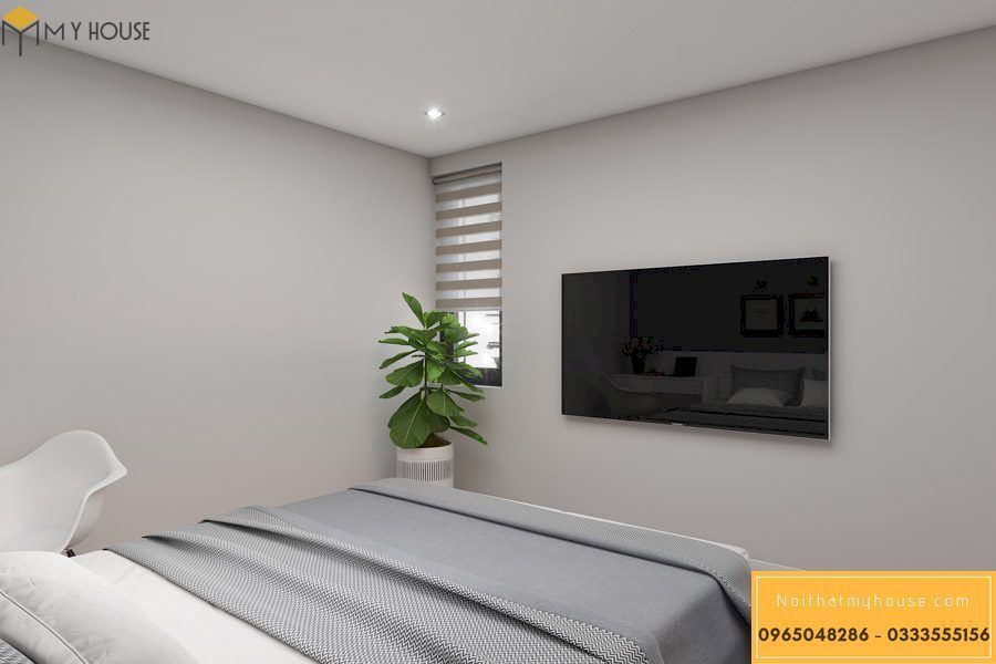 Phòng ngủ thứ 3 nổi bật với tông màu trắng sáng nội thất thông minh - góc view 3