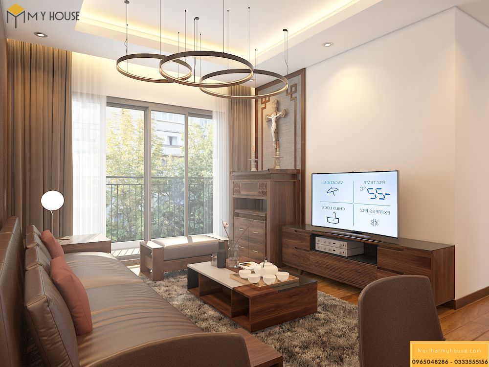 Mẫu thiết kế nội thất phòng khách hiện đại bằng gỗ - View 3