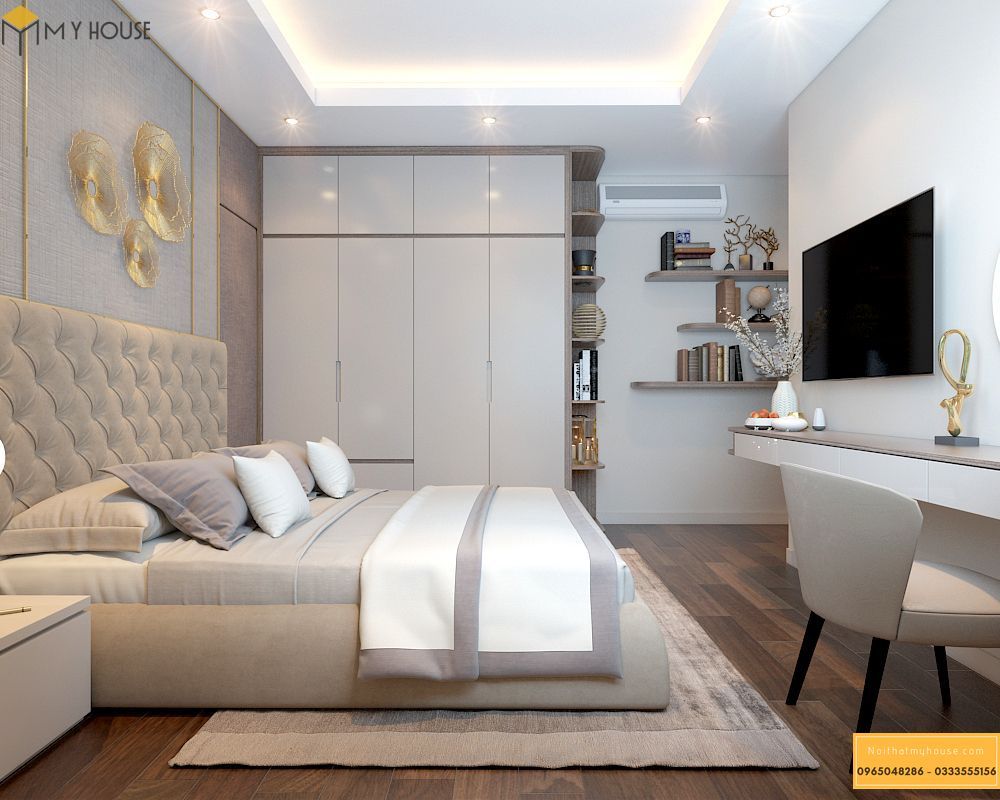Thiết kế nội thất phòng ngủ hiện đại với các đồ dùng nội thất thông minh 