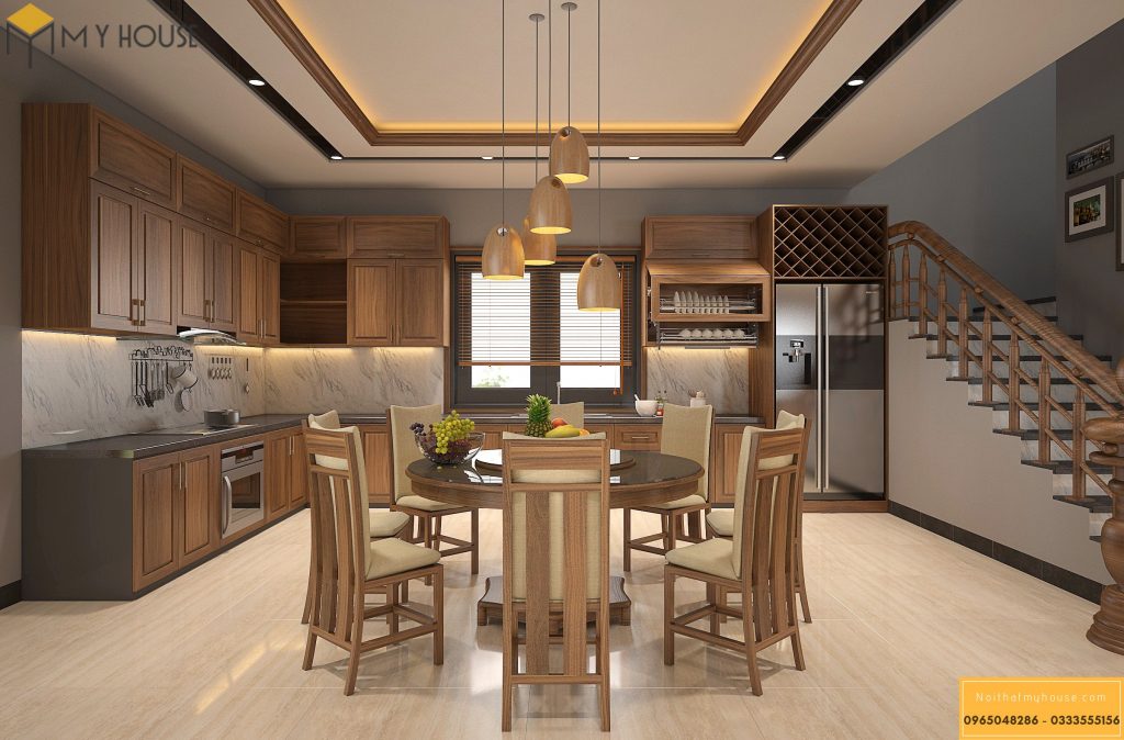 Mẫu tủ bếp hình chữ L tạo không gian hài hòa tinh tế phù hợp với tất cả diện tích phòng bếp