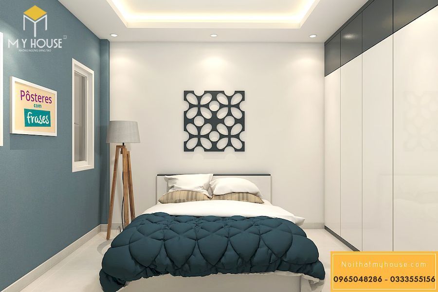 Phòng ngủ ấn tượng, hấp dẫn với tông màu xanh -view 1
