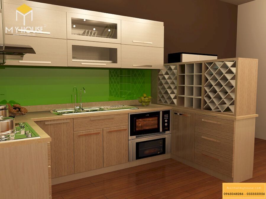 Tủ bếp làm từ gỗ bạch dương