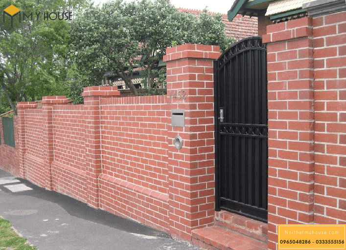 Thiết kế tường rào nhà sử dụng gạch xây không trát