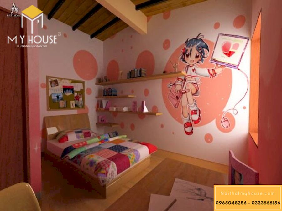 Phòng ngủ anime đẹp, đáng yêu - mẫu 2