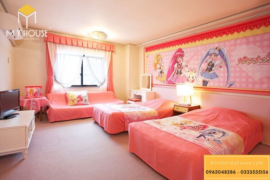 Phòng ngủ anime đẹp nhẹ nhàng, tinh tế - view 1