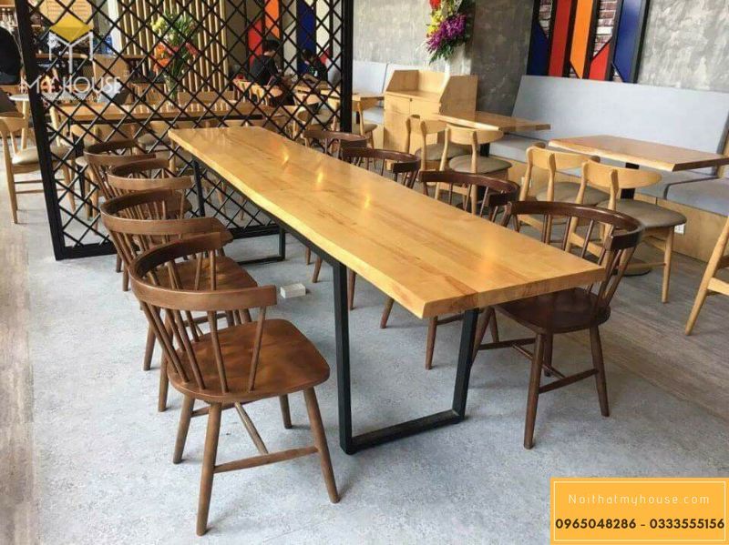 Bàn ghế nhà hàng với chất liệu gỗ tự nhiên cao cấp - Mẫu 7