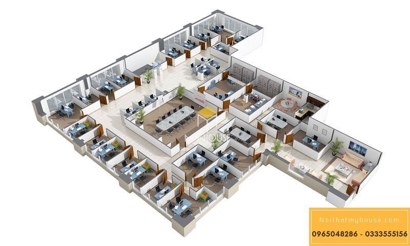 Thiết kế nội thất văn phòng không gian xanh -2