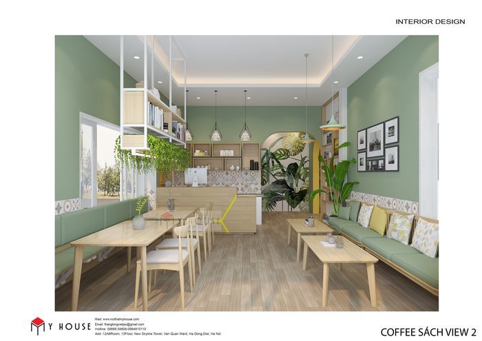 Thiết kế nội thất quán cafe sách ấn tượng - View 1