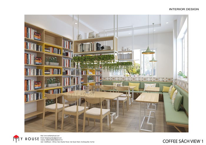 Thiết kế nội thất quán cafe sách ấn tượng - View 2