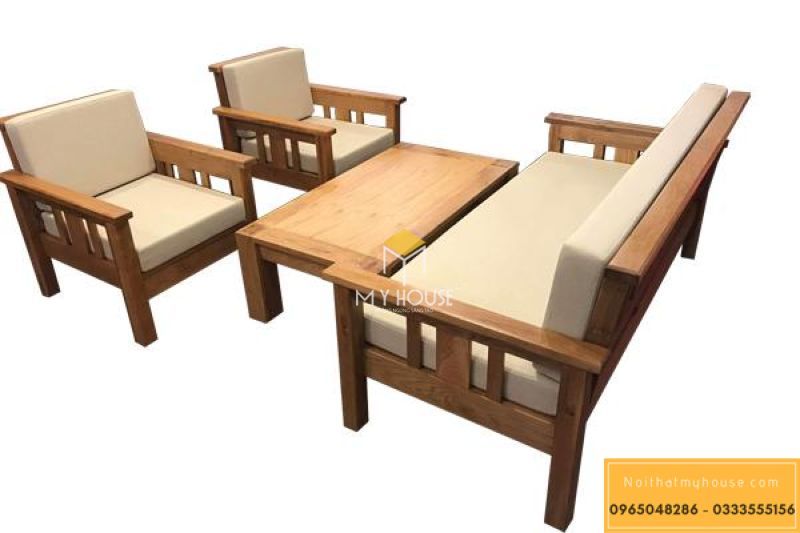 Bộ bàn ghế gỗ Sồi tự nhiên sang trọng đơn giản - Mẫu 3