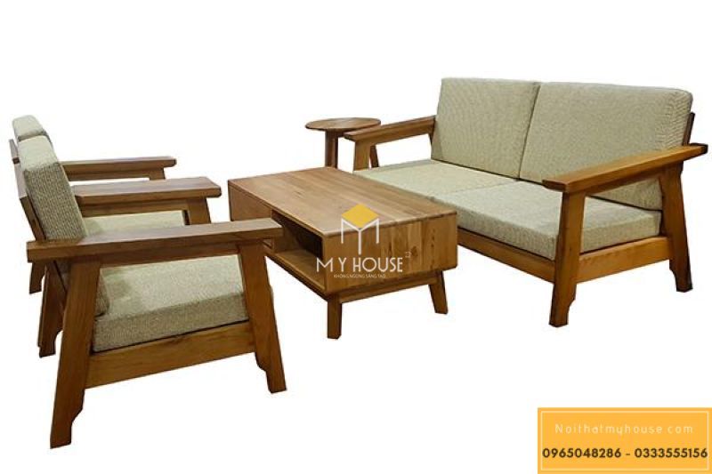 Bộ bàn ghế gỗ Sồi tự nhiên sang trọng đơn giản - Mẫu 2