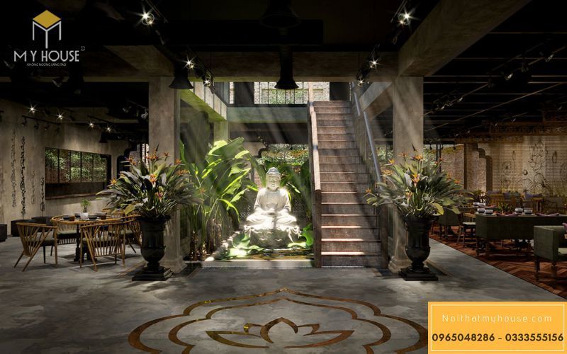 Không gì thích hợp là trang trí nhà hàng bằng vài bức tượng Phật