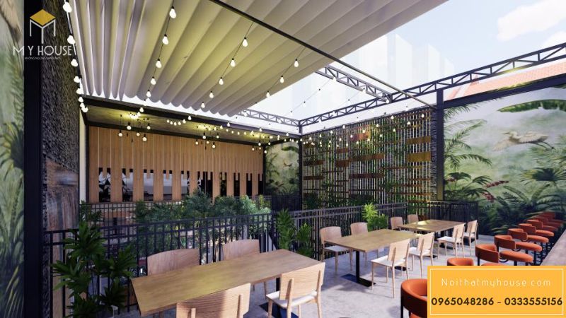 Nhà hàng ăn nhanh kết hợp cafe bằng khung thép - View 3