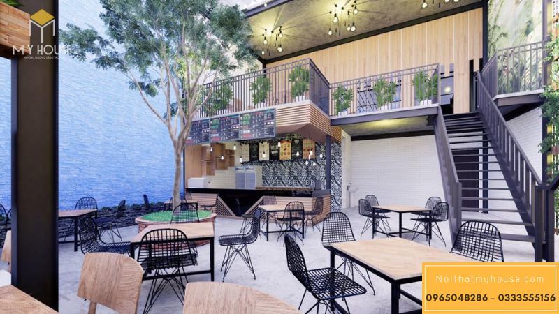 Nhà hàng ăn nhanh kết hợp cafe bằng khung thép - View 2