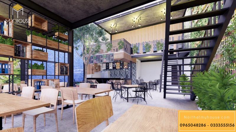 Nhà hàng ăn nhanh kết hợp cafe bằng khung thép - View 1