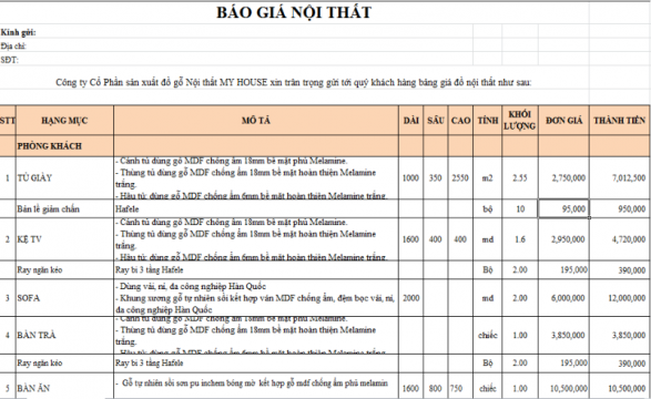 Báo giá nội thất chung cư 60m2 9