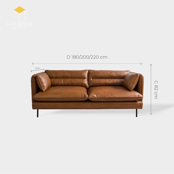 Kích thước sofa văng da: R86xD180/200/220cmxC82cm