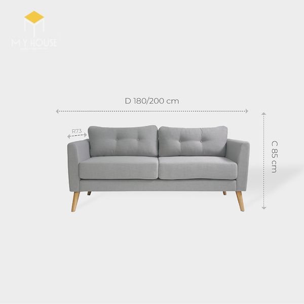 Kích thước sofa văng 2 chỗ: R 73 x D180/200 cmx C 85 cm