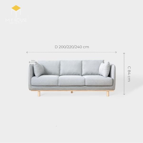 Kích thước sofa văng 3 chỗ: R 84 x D 200/220/240 cm x C 87 cm