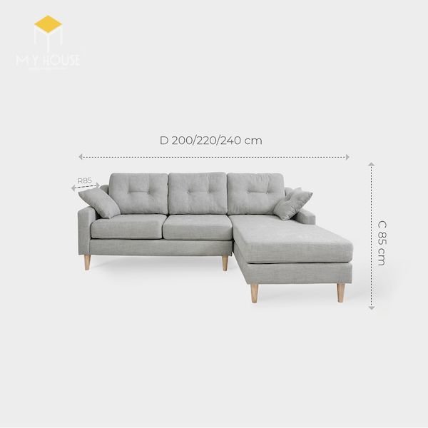 Kích thước sofa góc: R 85 x D 200/220/240 cm x C 85 cm