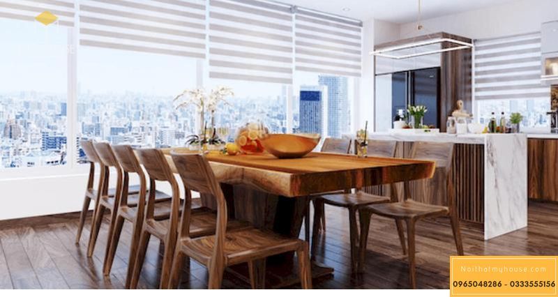 Mẫu bàn ăn gỗ tự nhiên nguyên khối thiết kế sang trọng cao cấp - View 5