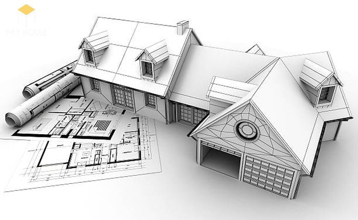 Bản vẽ thiết kế kiến trúc nhà ở là một bộ hồ sư từ 80-200 trang A3 gồm 3 phần chính