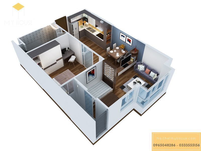 Khi lựa chọn đồ nội thất cho mẫu căn hộ 1 phòng ngủ, bạn nên lựa chọn cho mình những món đồ nội thất nhỏ gọn