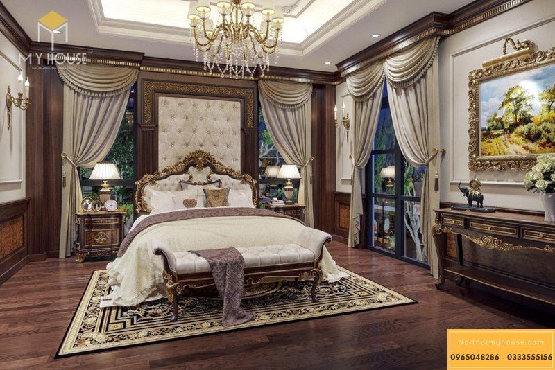 Giường gỗ cao cấp cổ điển - Mẫu 4