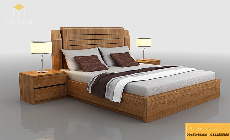 Giường gỗ cao cấp hiện đại -Mẫu 4