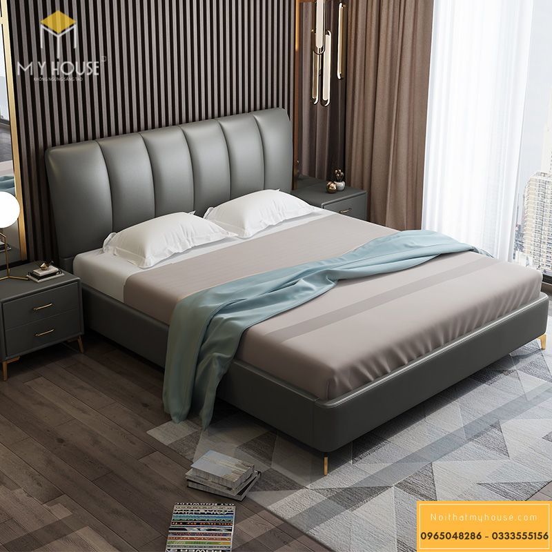Mẫu giường hiện đại bọc da thiết kế tinh tế - M3