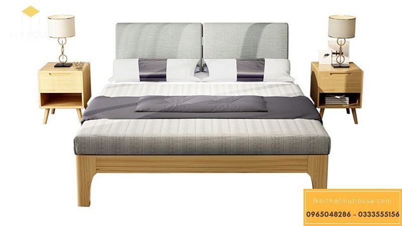 Mẫu thiết kế giường hiện đại bọc da, nỉ đẹp 2022 - M1