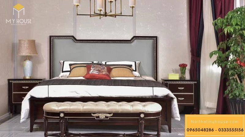 Mẫu thiết kế giường hiện đại bọc da, nỉ đẹp 2022 - M2