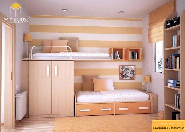 Mẫu giường tầng người lớn gỗ sồi 