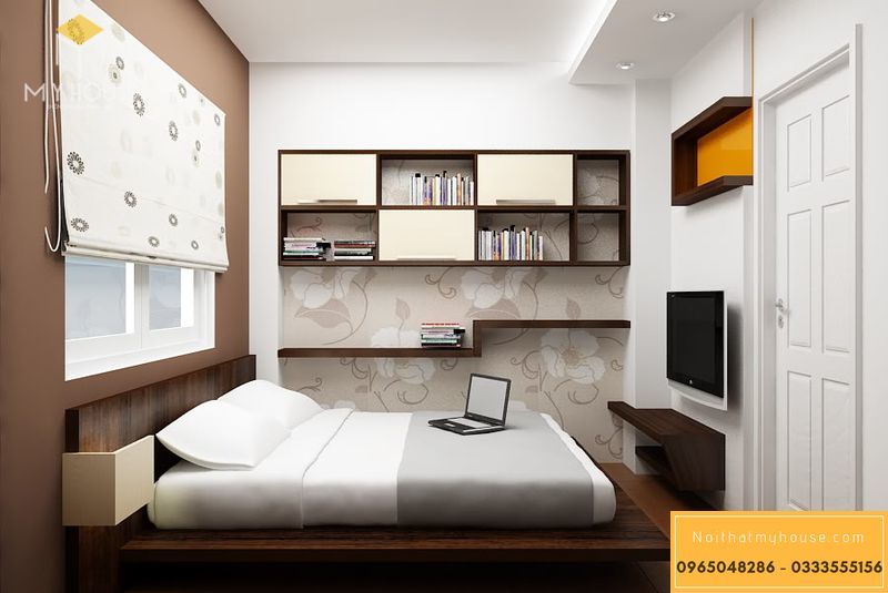 Sơn phòng ngủ màu nâu đất kết hợp với gam màu sáng khác là sự lựa chọn hoàn hảo cho phòng ngủ hiện đại